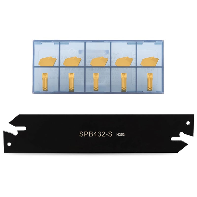 CDBP SPB432-S/SPB32-4 Parting Blade with 10 pcs GTN-4 Carbide Inserts Parting Grooving Cut-Off Tool Set, Slotted Tool - Image 1
